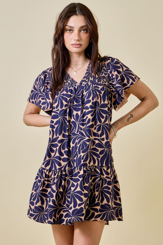 1742 Floral Navy Dress