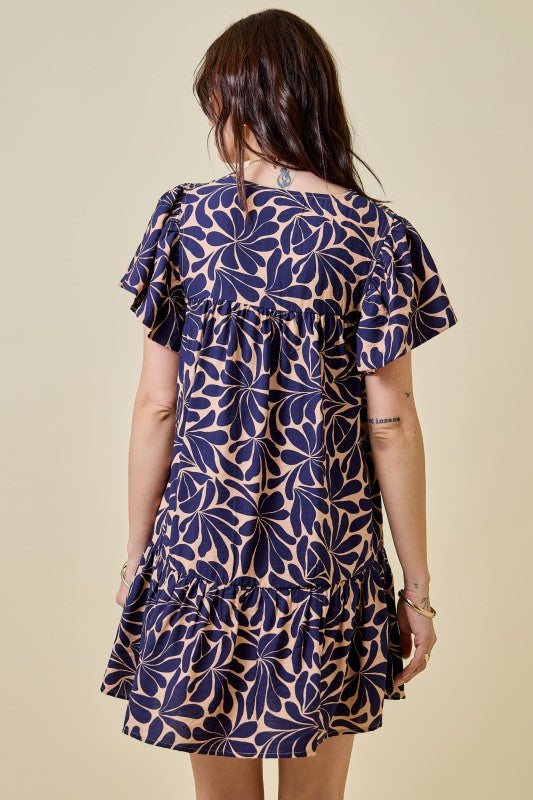 1742 Floral Navy Dress