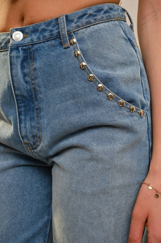 2179 Studded Drawstring Jeans