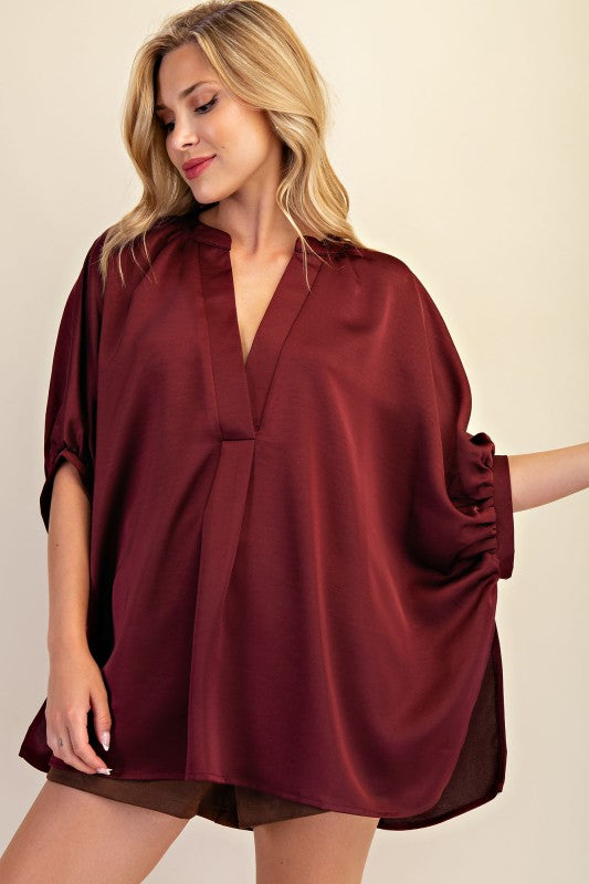 1723 Satin V-Neck Shirt