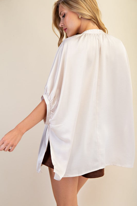 1723 Satin V-Neck Shirt
