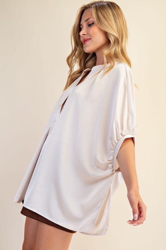 1723 Satin V-Neck Shirt
