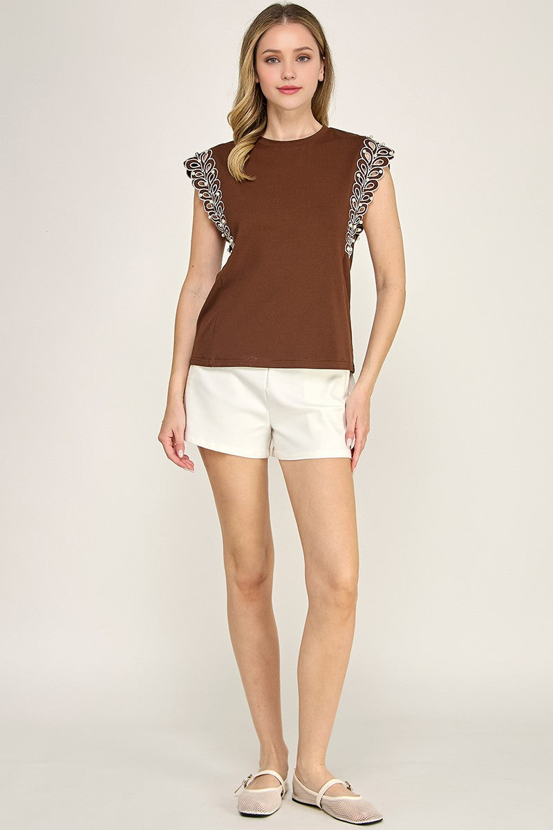 2544 Rhinestones Eyelet T-Shirt