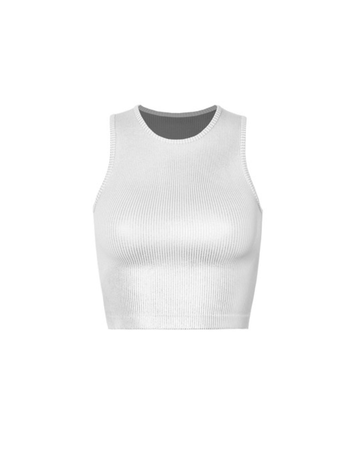 1113 Basic Metallic Silver Crop Top