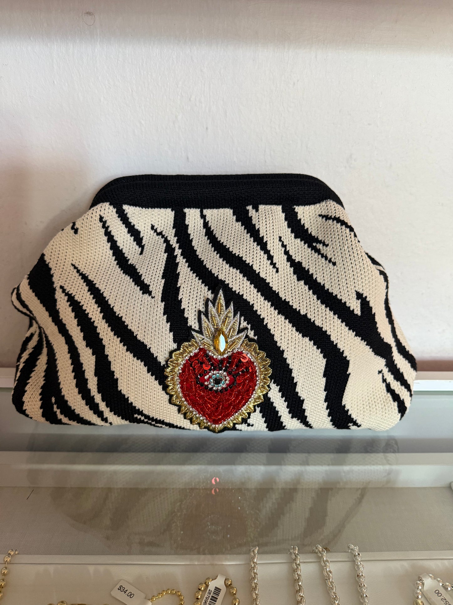 1458 Sequins Zebra Print Bag