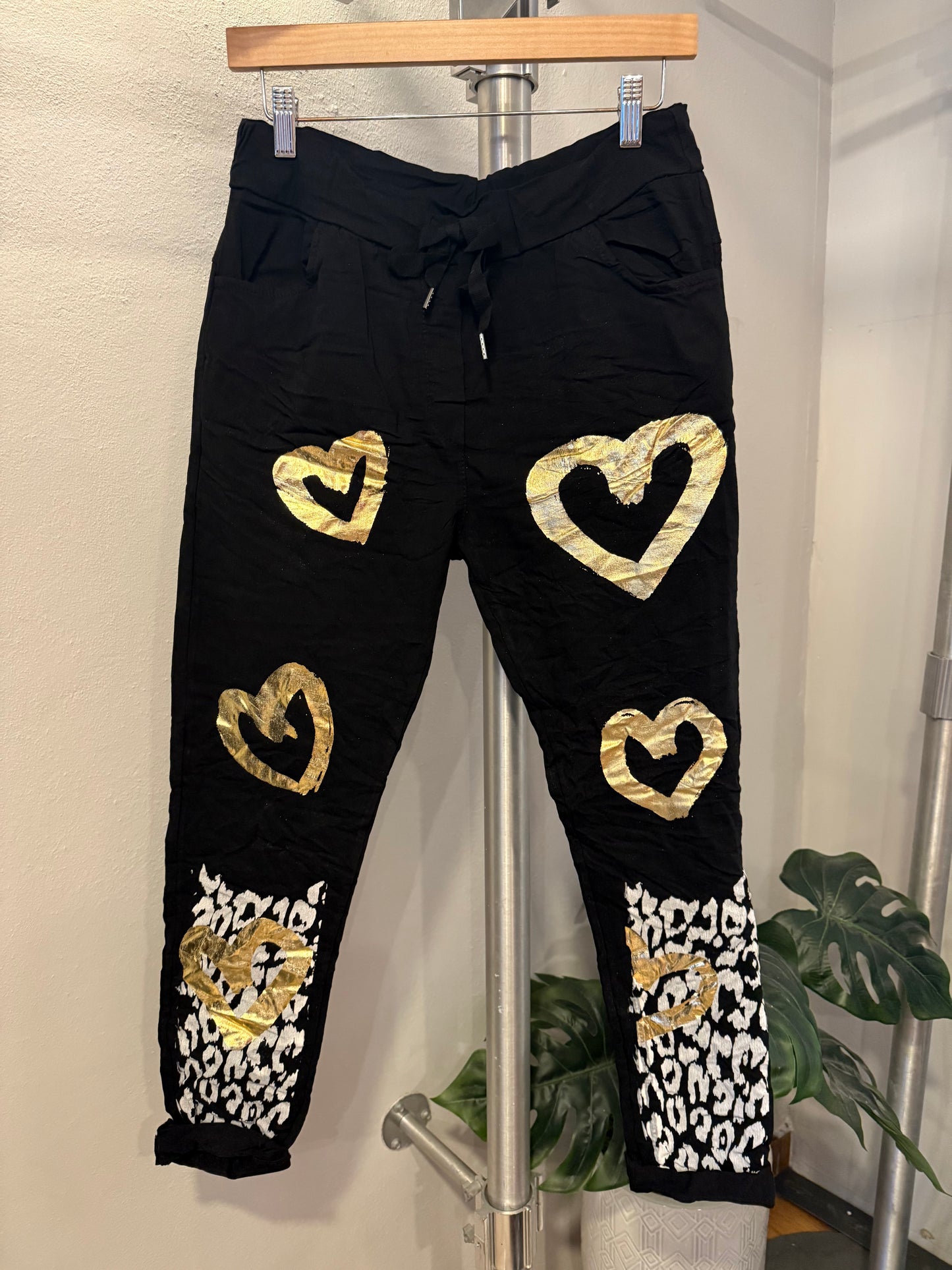 1209 Gold Heart & Animal Print Onesize Jogger