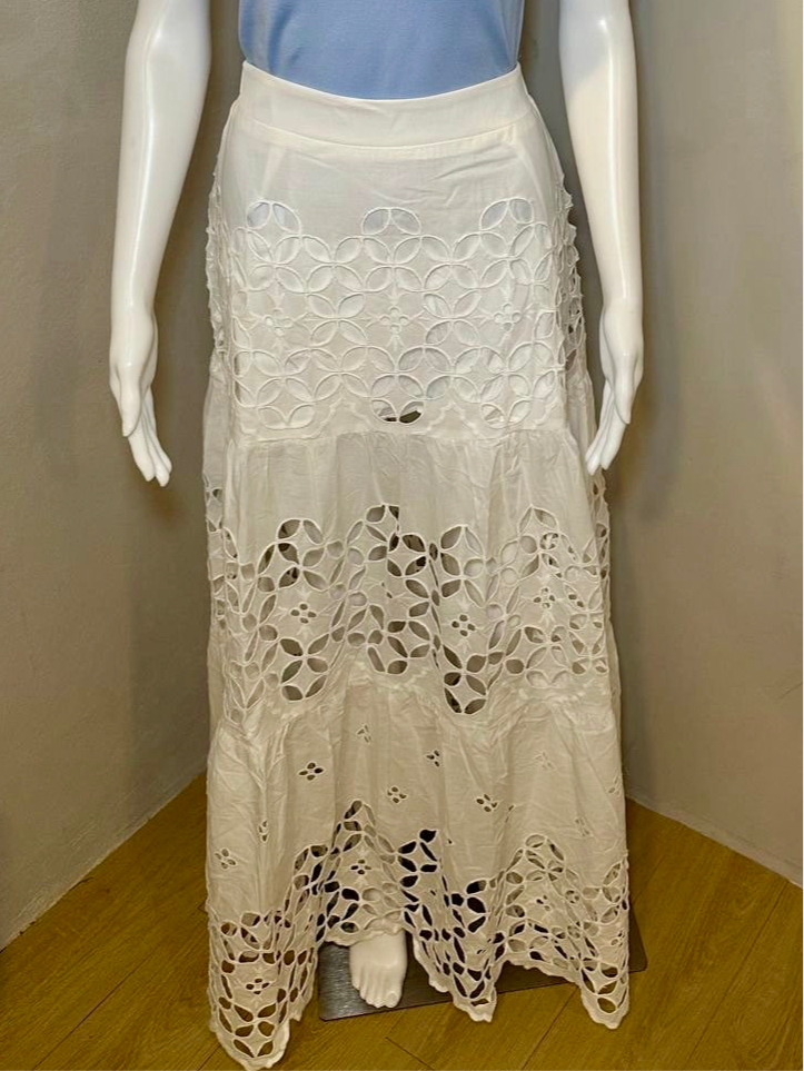 1603 White Eyelet Maxi Skirt