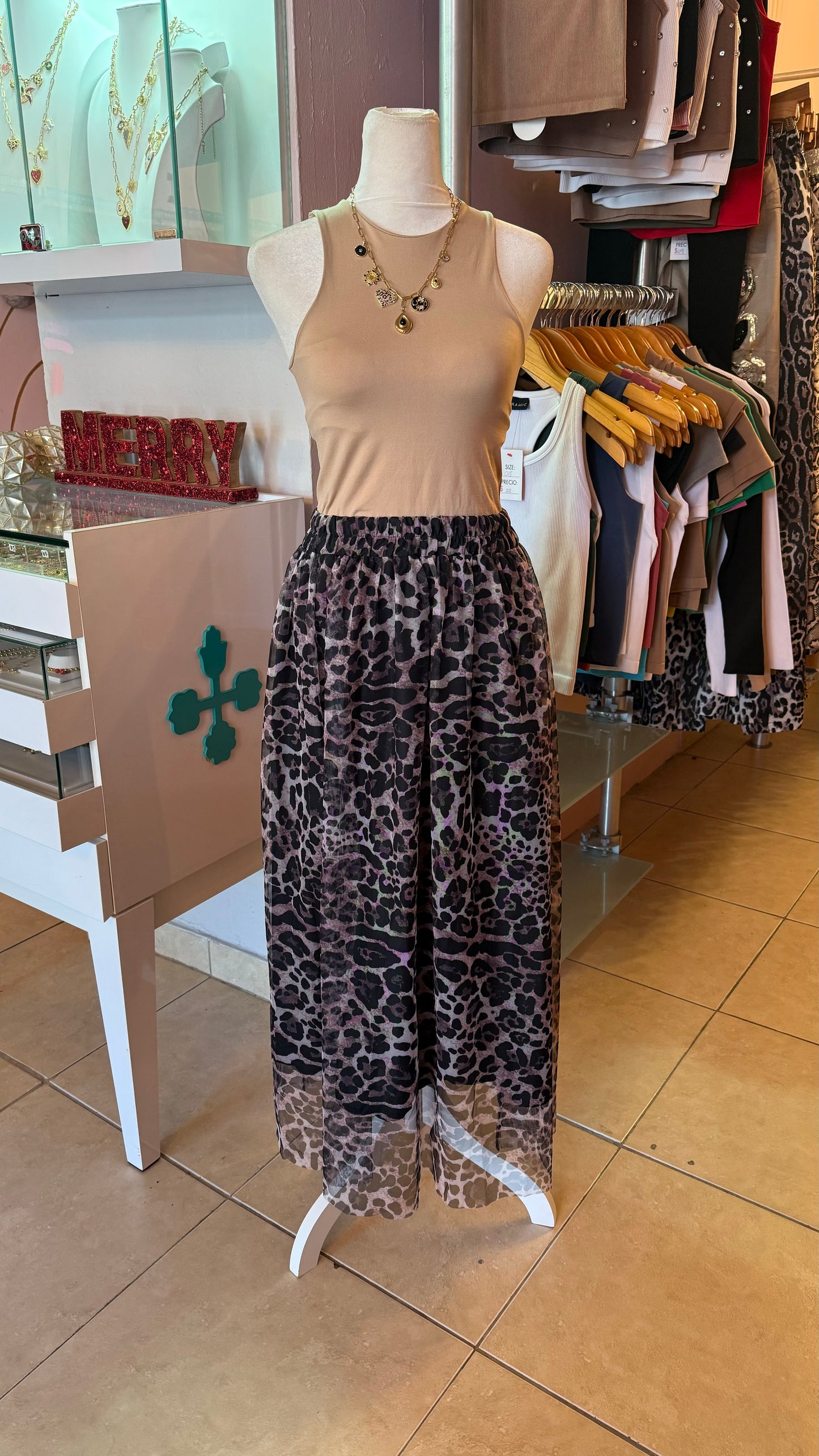 1197 Animal Print Tulle Skirt