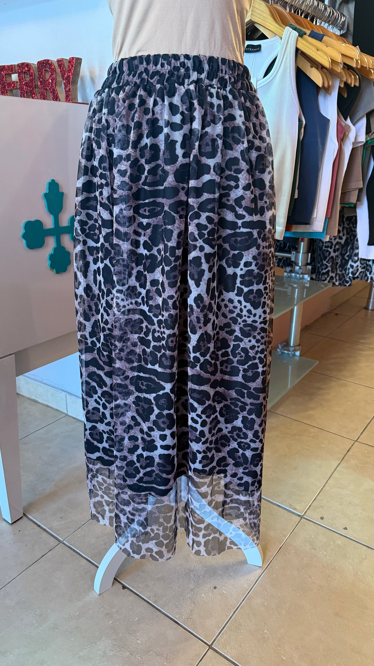 1197 Animal Print Tulle Skirt