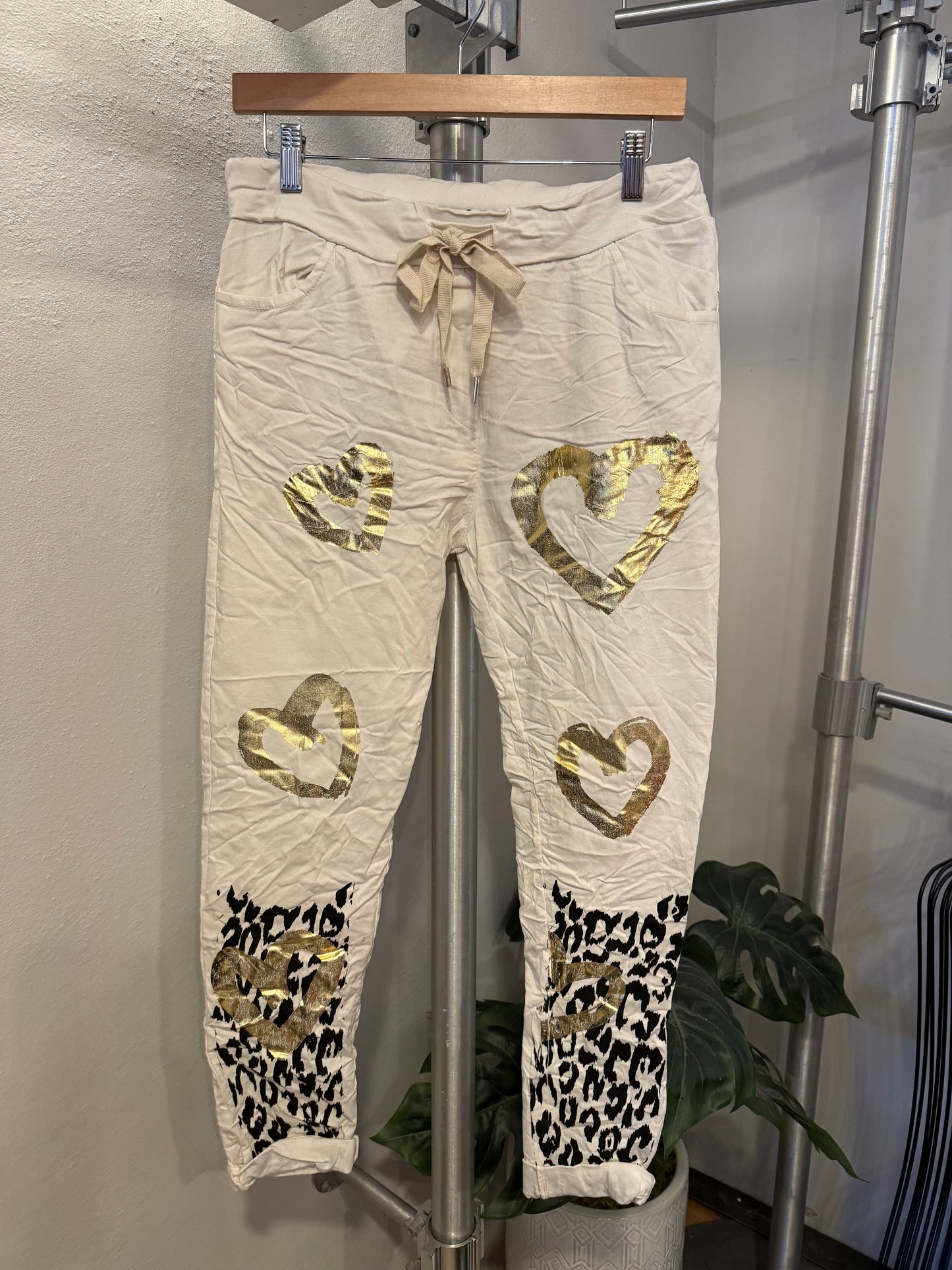 1209 Gold Heart & Animal Print Onesize Jogger