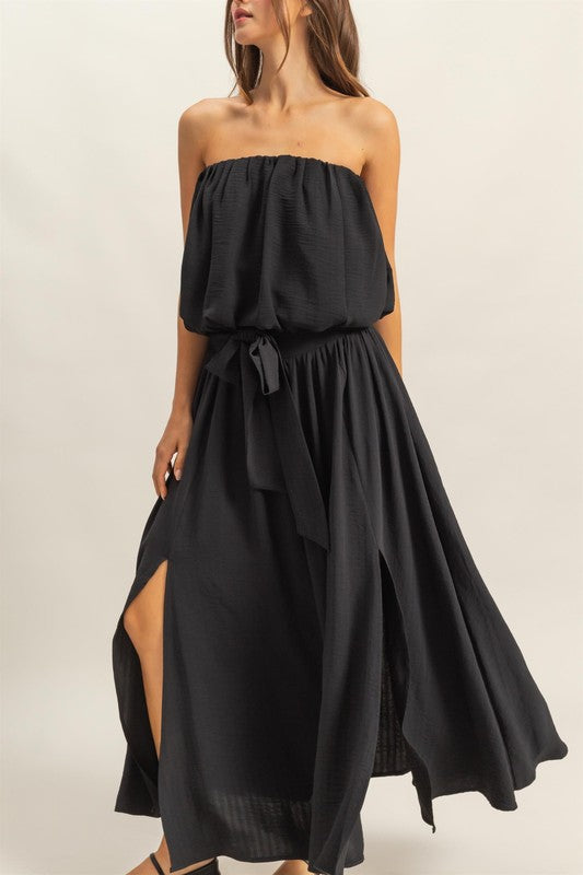 1375 Strapless Top & Bow Midi Skirt Set