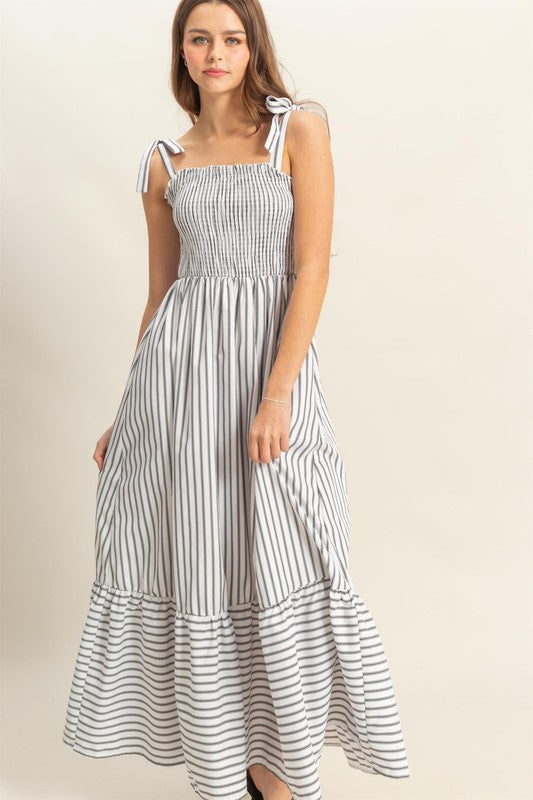 1379 Striped Elastic Dress