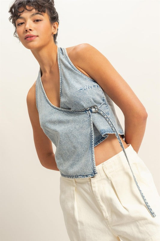 1444 Halter Denim Top