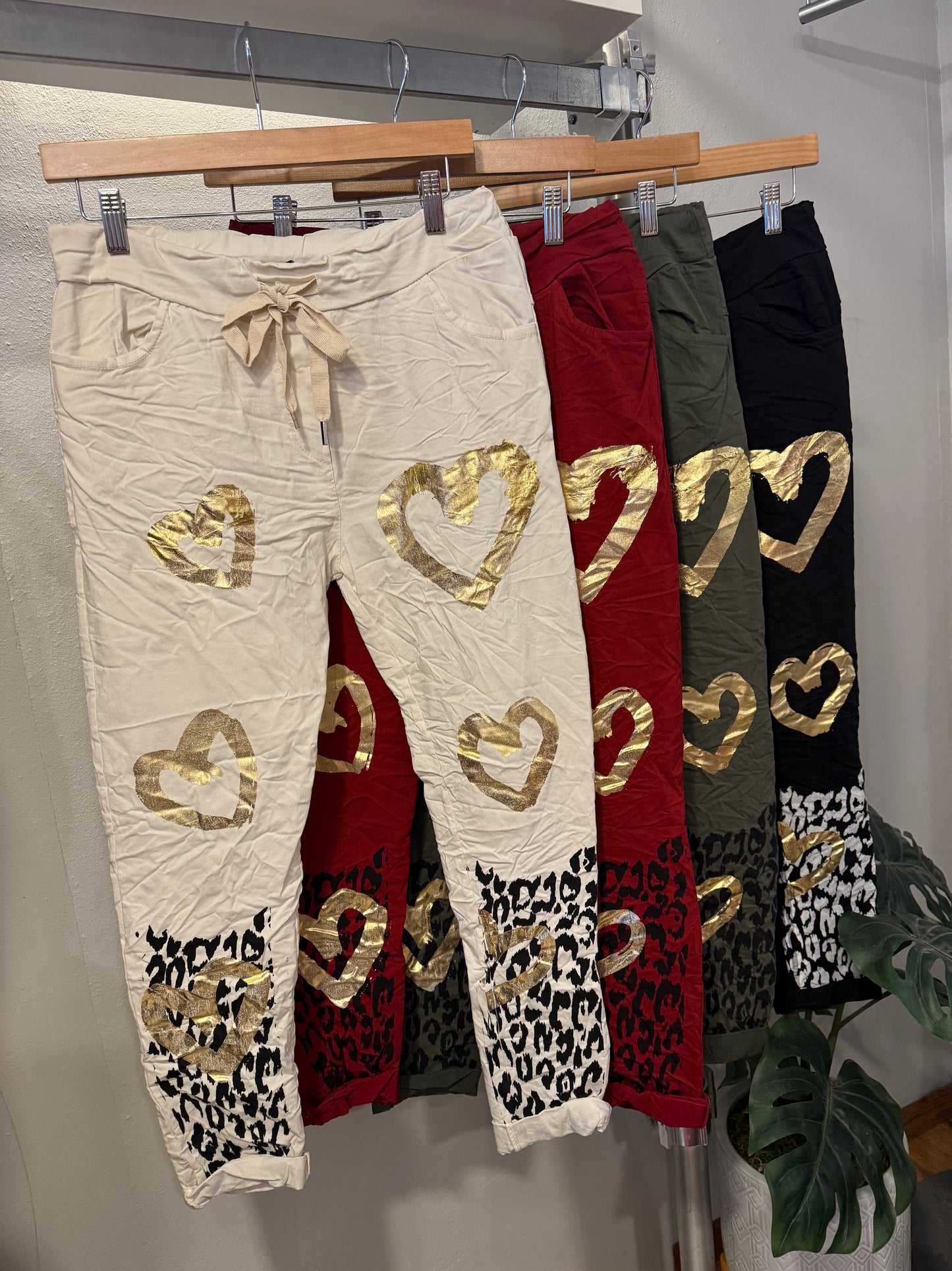 1209 Gold Heart & Animal Print Onesize Jogger