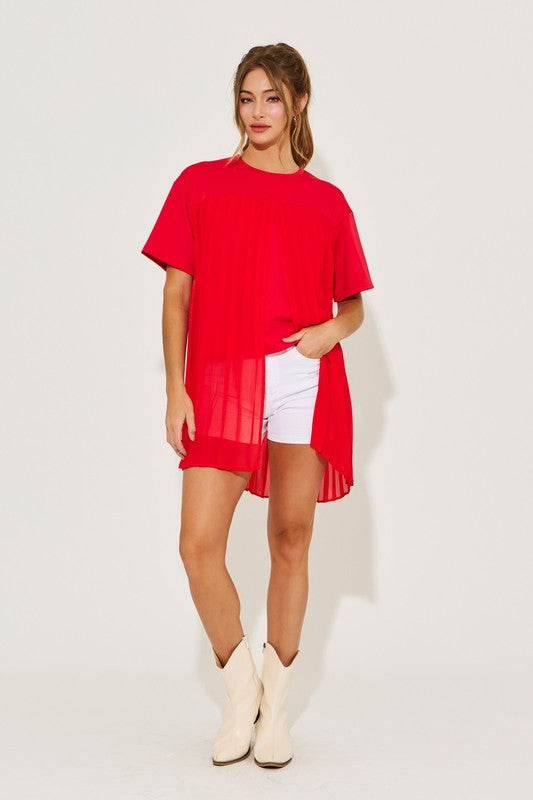 1627 Pleated Tunic T-Shirt Top