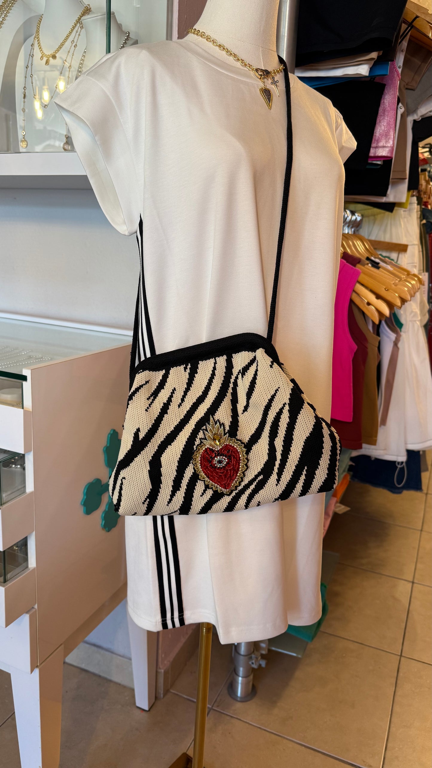 1458 Sequins Zebra Print Bag
