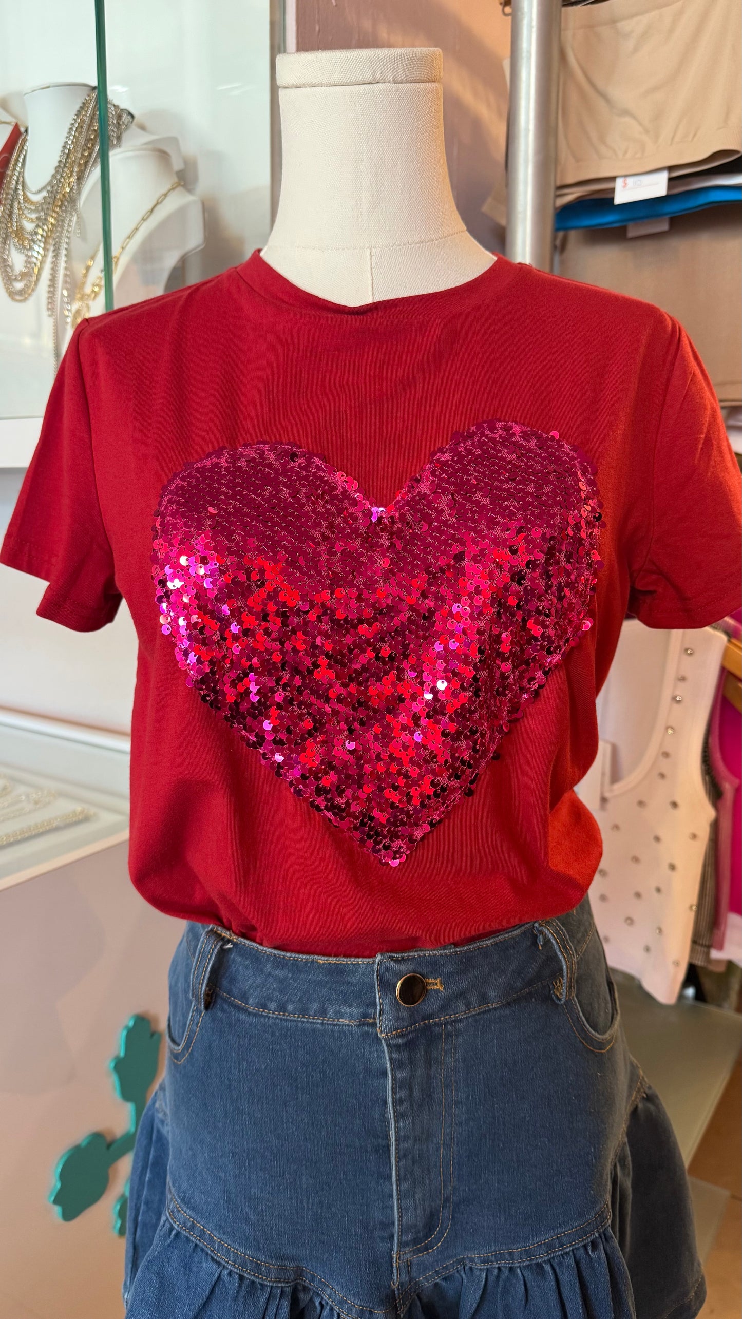 1273 Sequins Heart T-Shirt