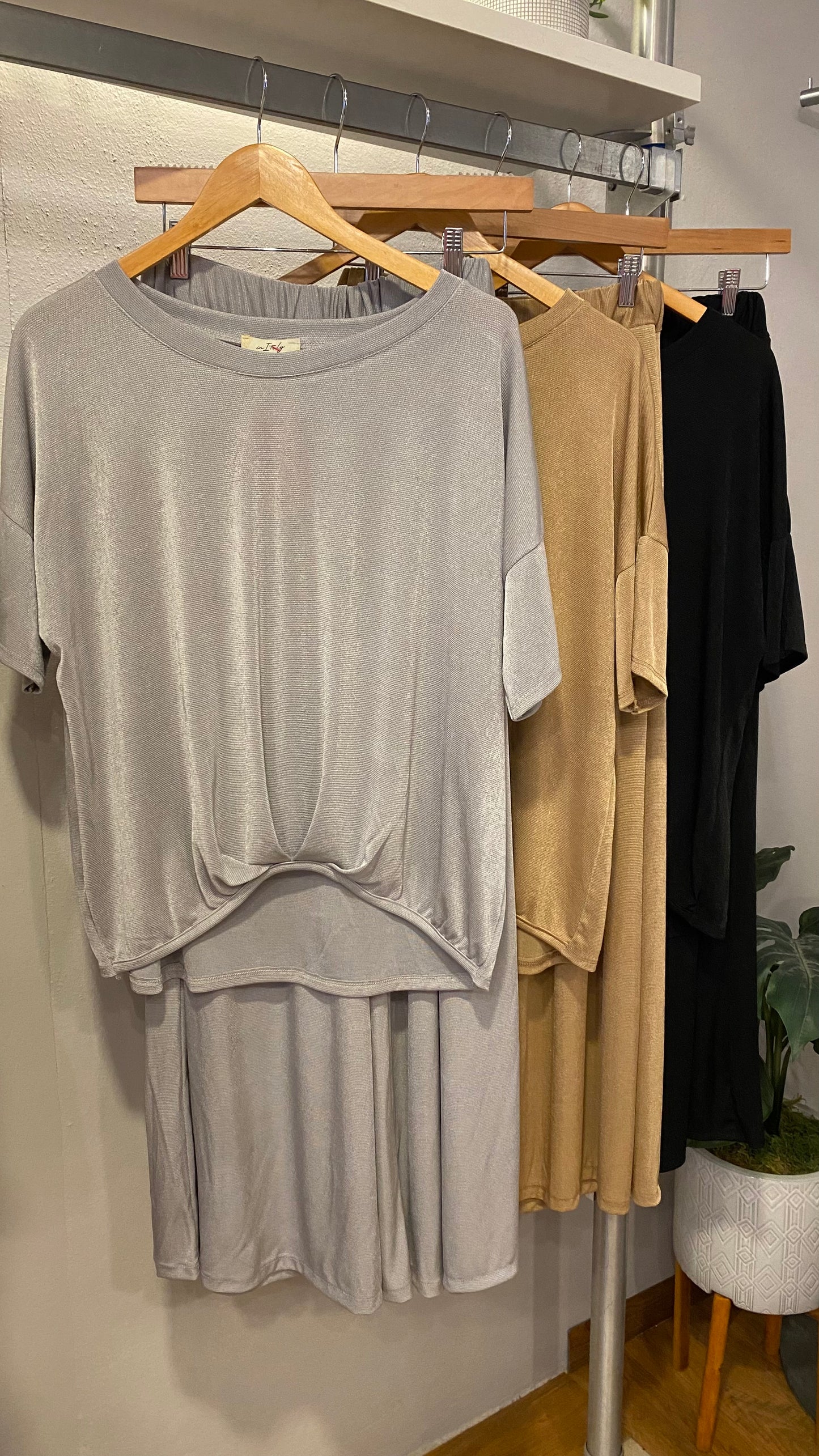 1139 Italian Onesize Metallic Pant Set