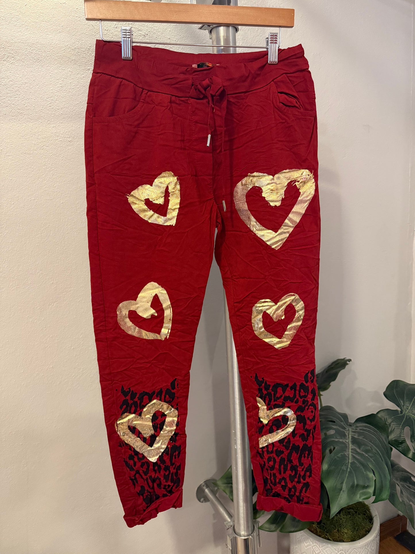 1209 Gold Heart & Animal Print Onesize Jogger