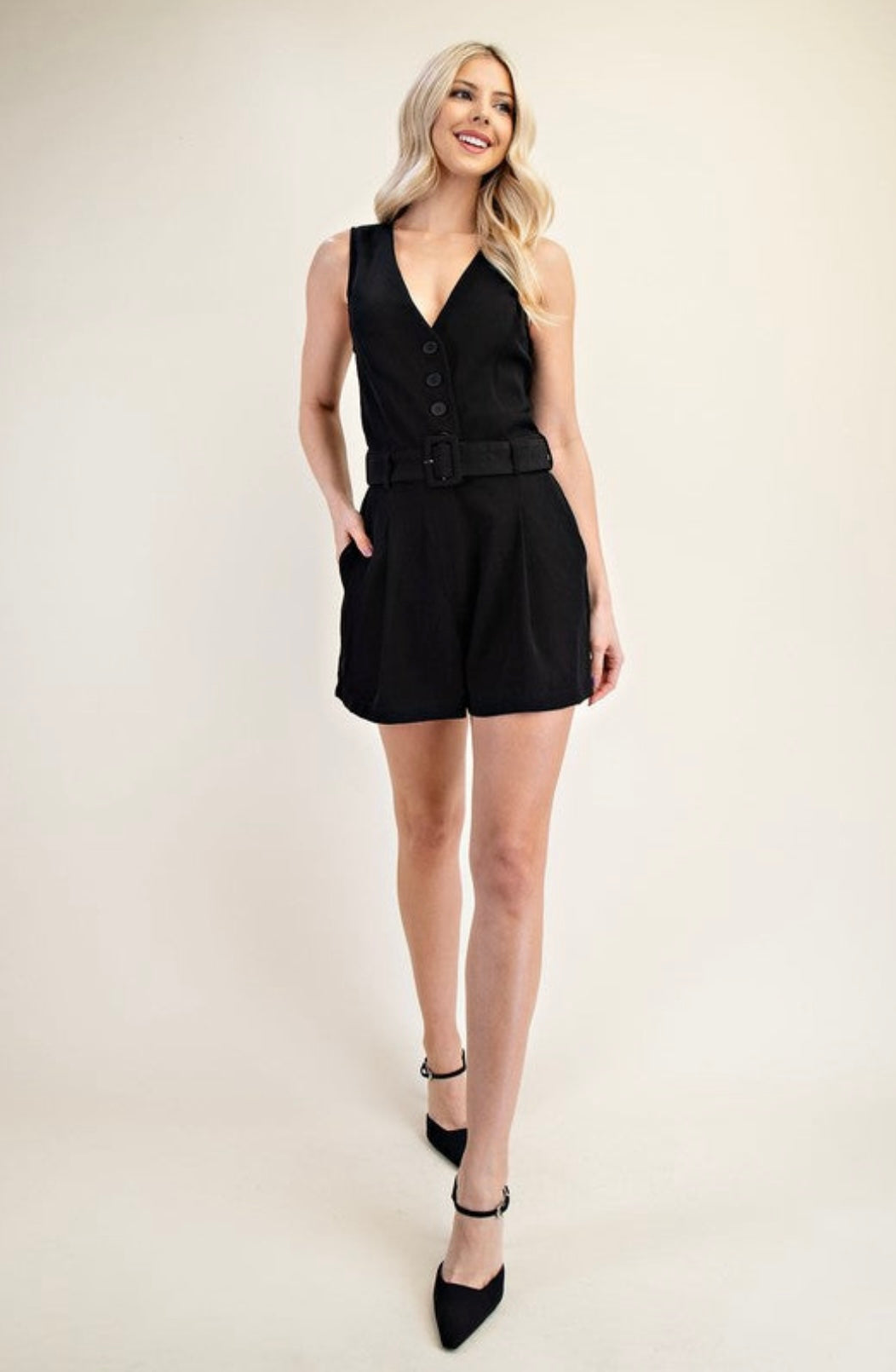 1483 Button Down Belted Romper