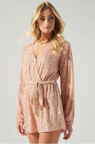 1023 Sequin Long Sleeve Romper