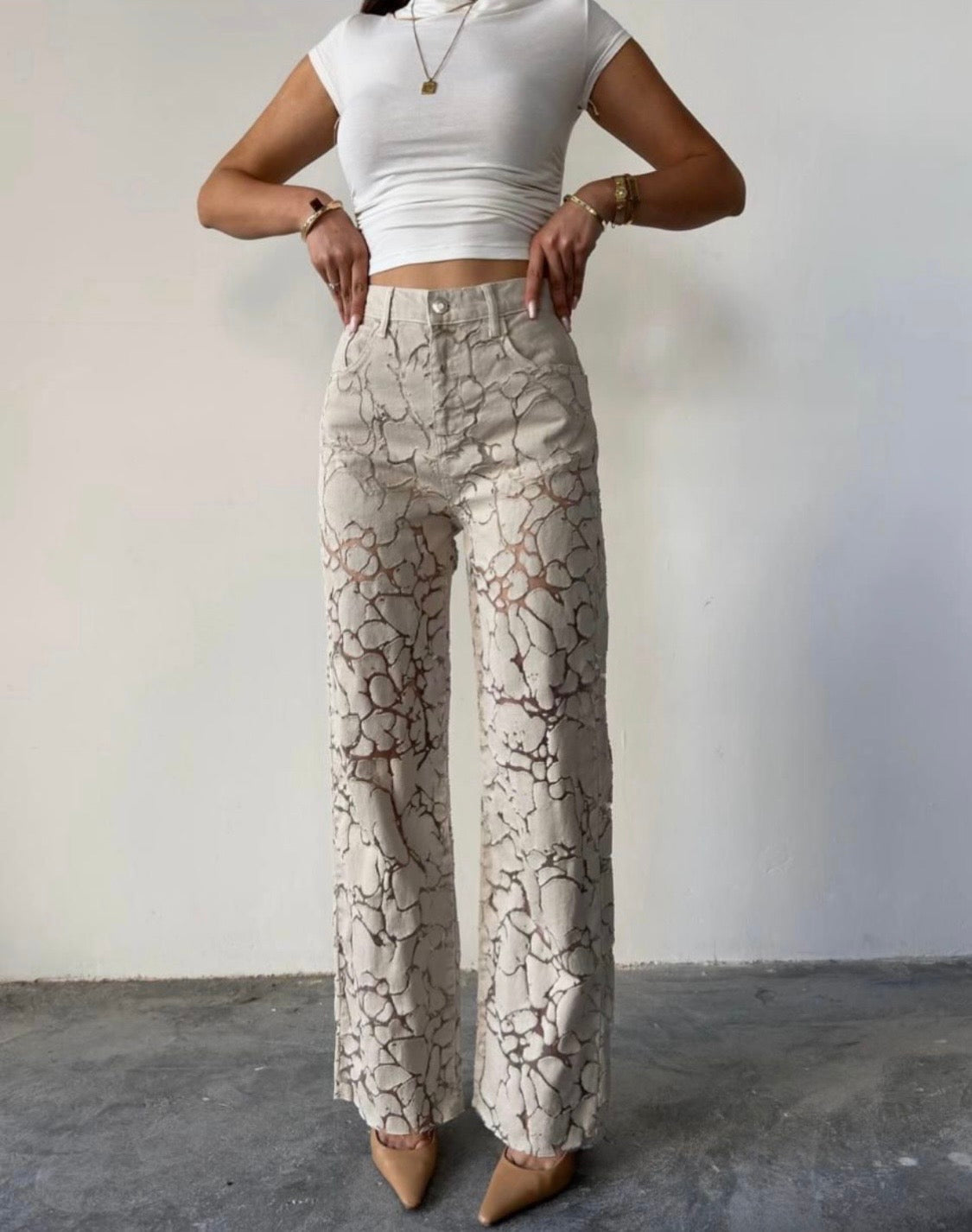 1778 Beige Lace Pant