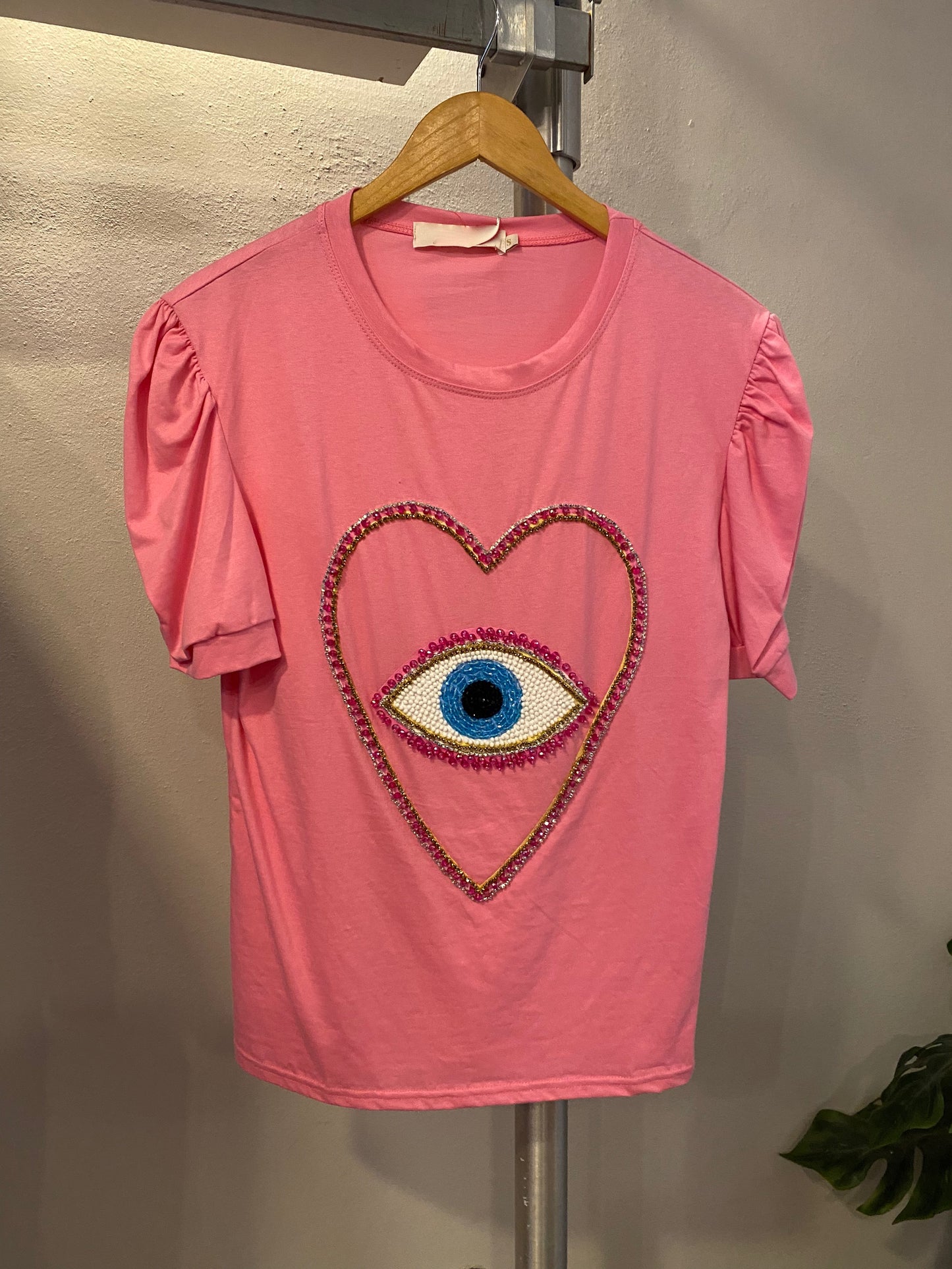 1022 Heart & Eye Beaded Top