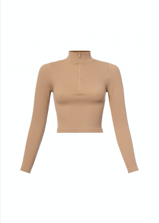 1157 Basic Zipper Long Sleeve Top
