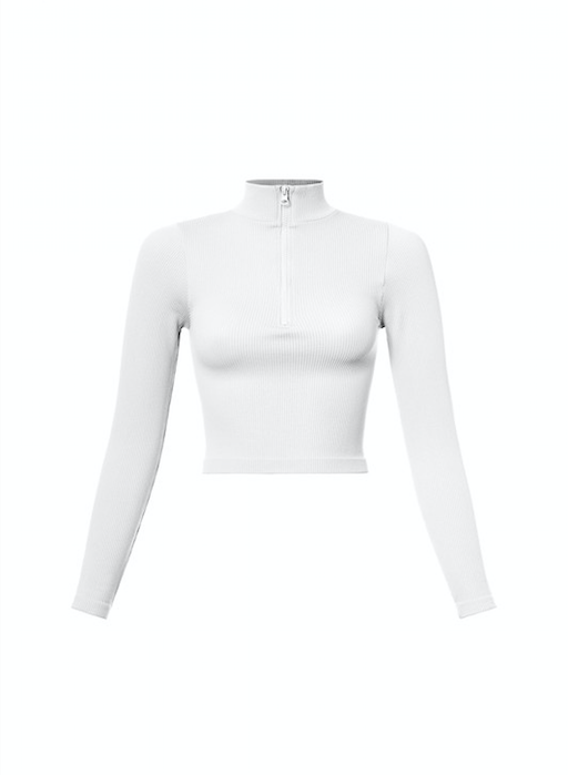1157 Basic Zipper Long Sleeve Top