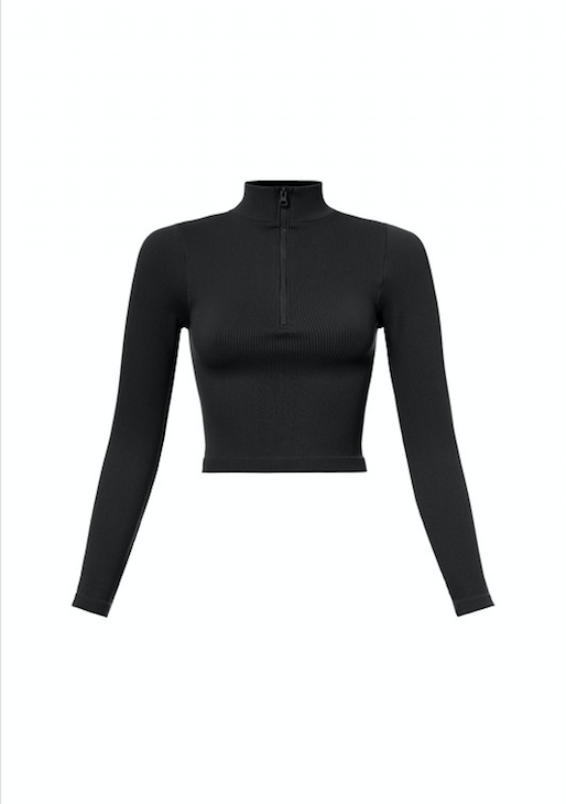 1157 Basic Zipper Long Sleeve Top