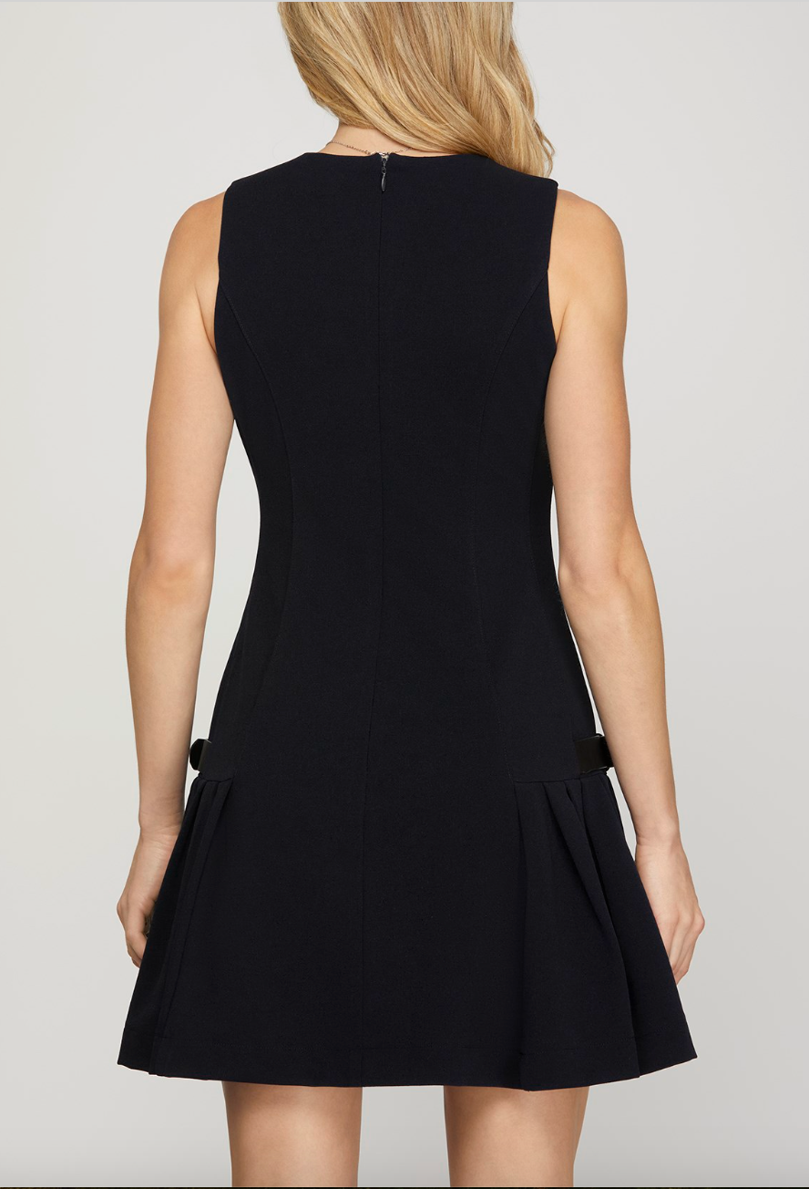 1638 Navy Side Belted Straps Dress