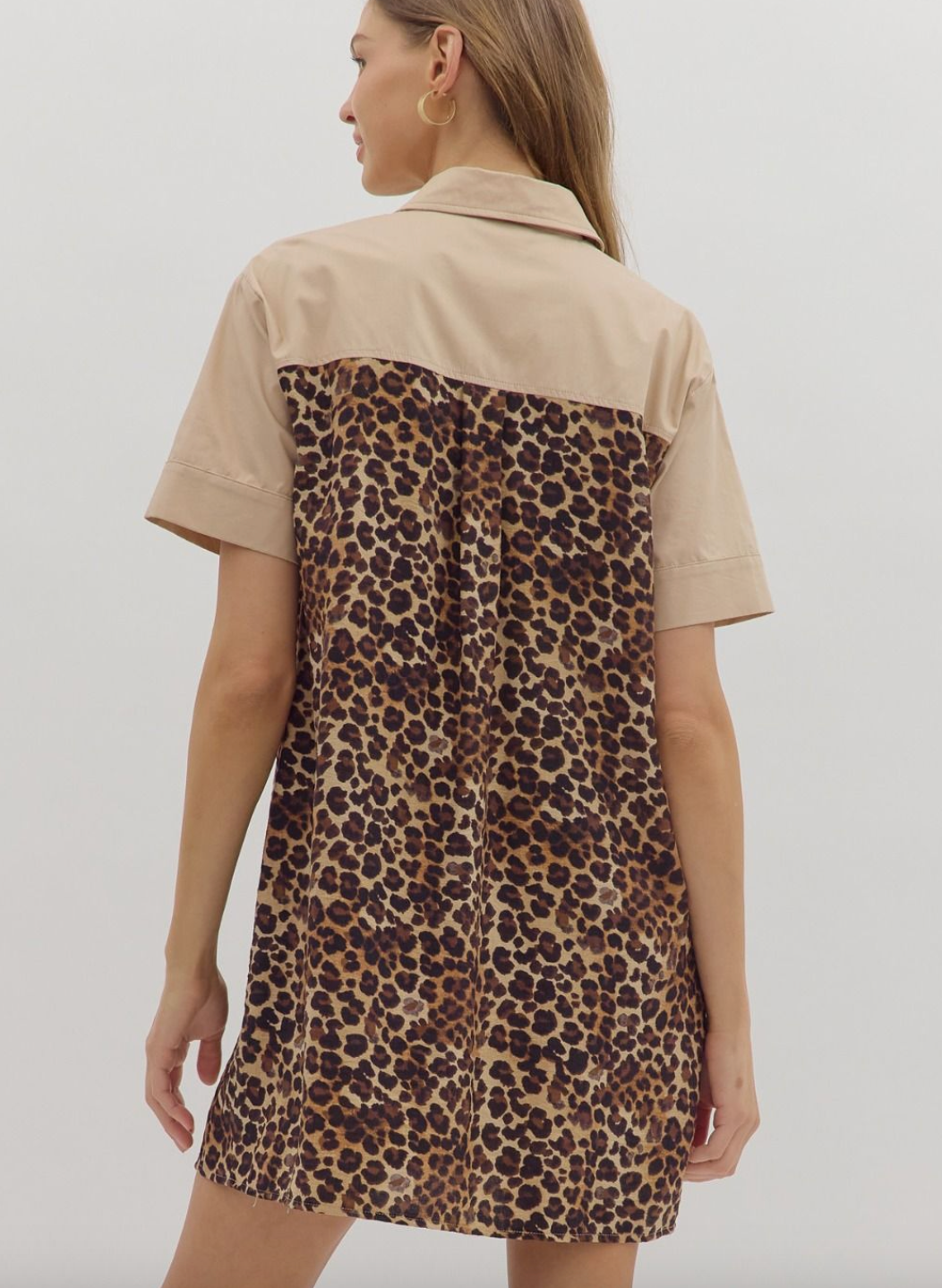 1694 Animal Print Pockets Short Dress