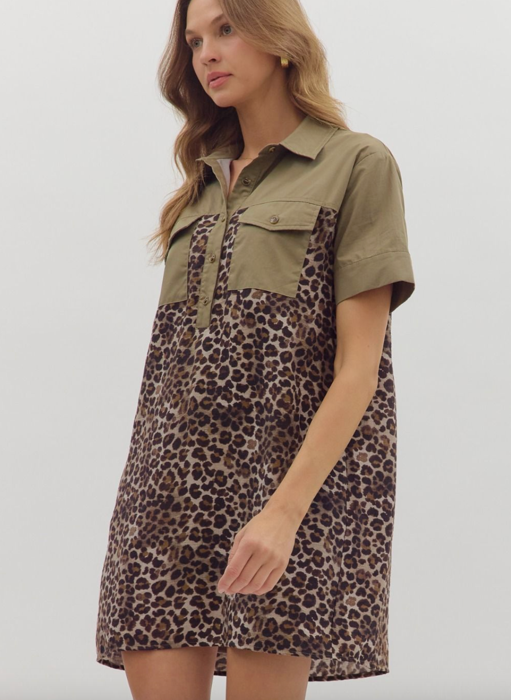 1694 Animal Print Pockets Short Dress