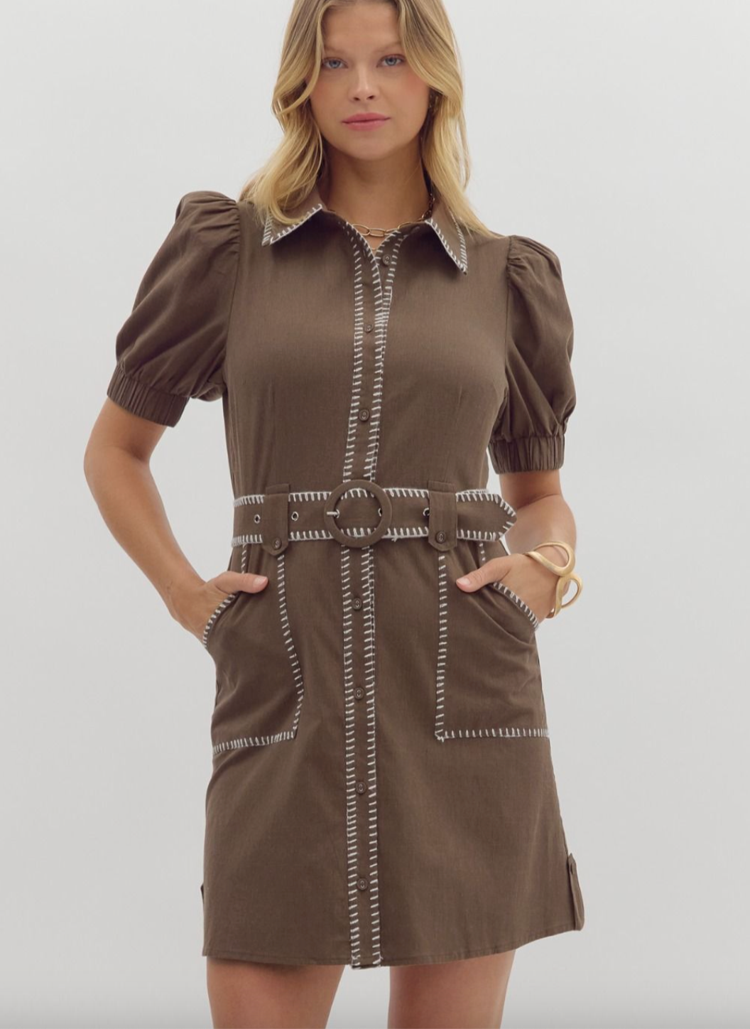 1690 Belted Chocolate Dress