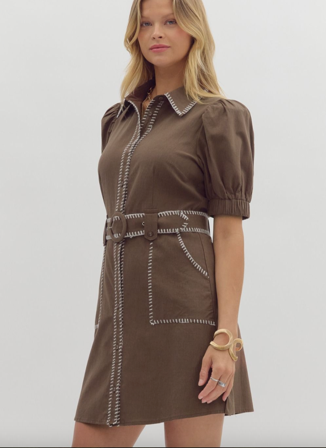 1690 Belted Chocolate Dress