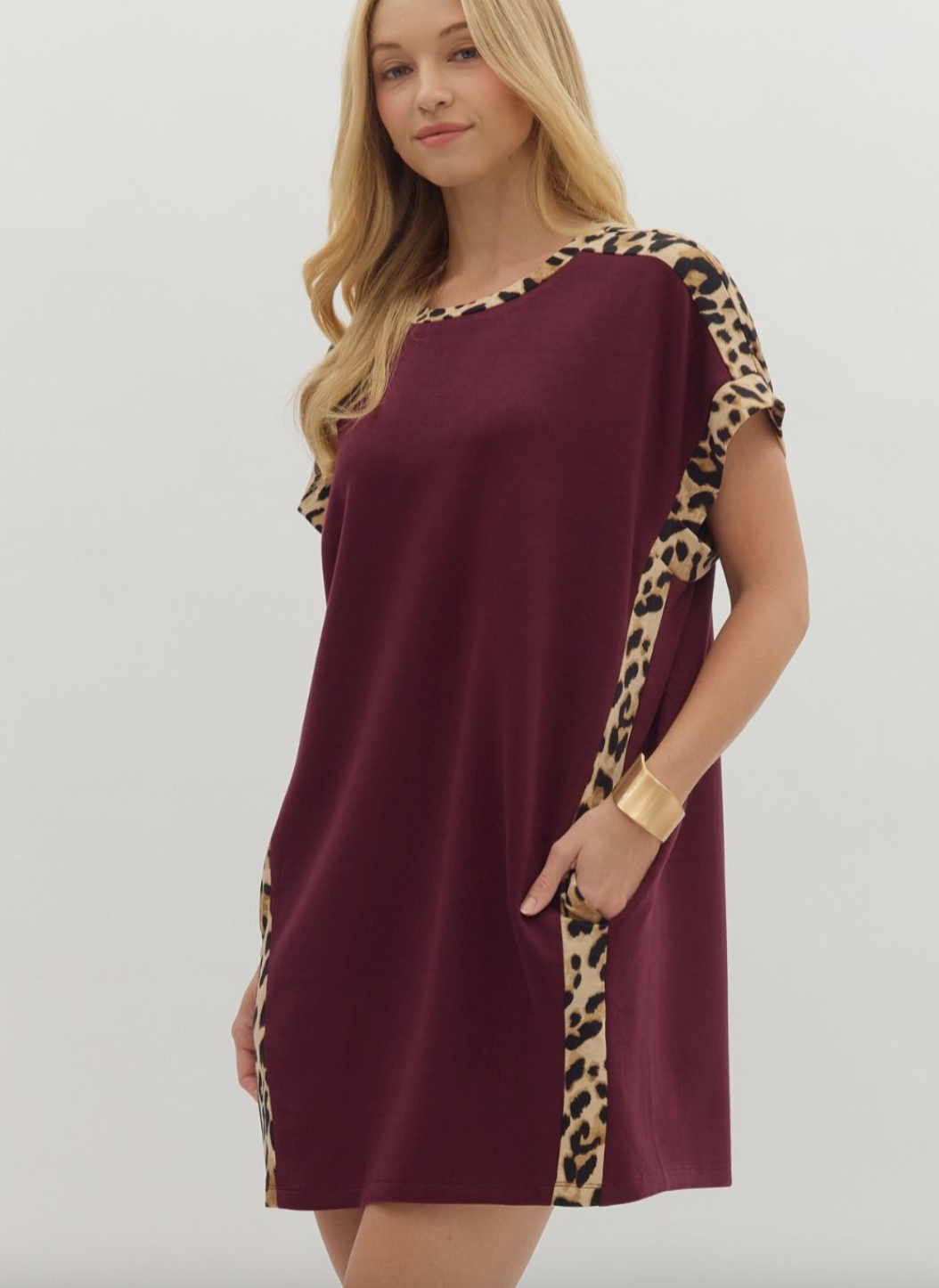 1695 Solid & Animal Print Dress