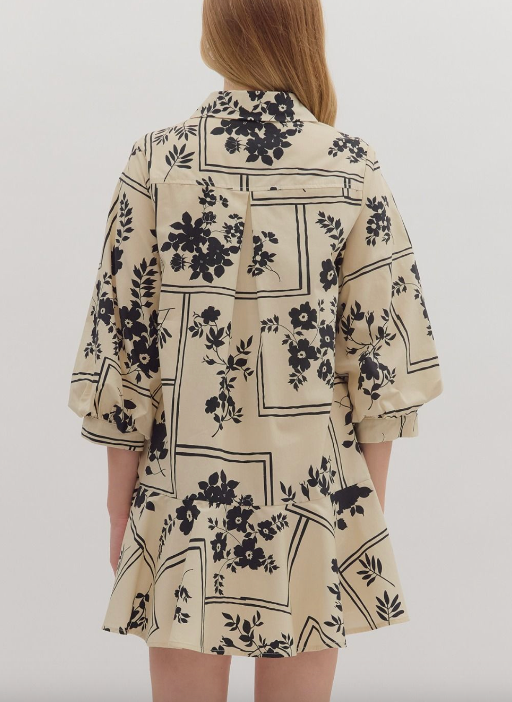 1770 Floral Beige & Black Dress