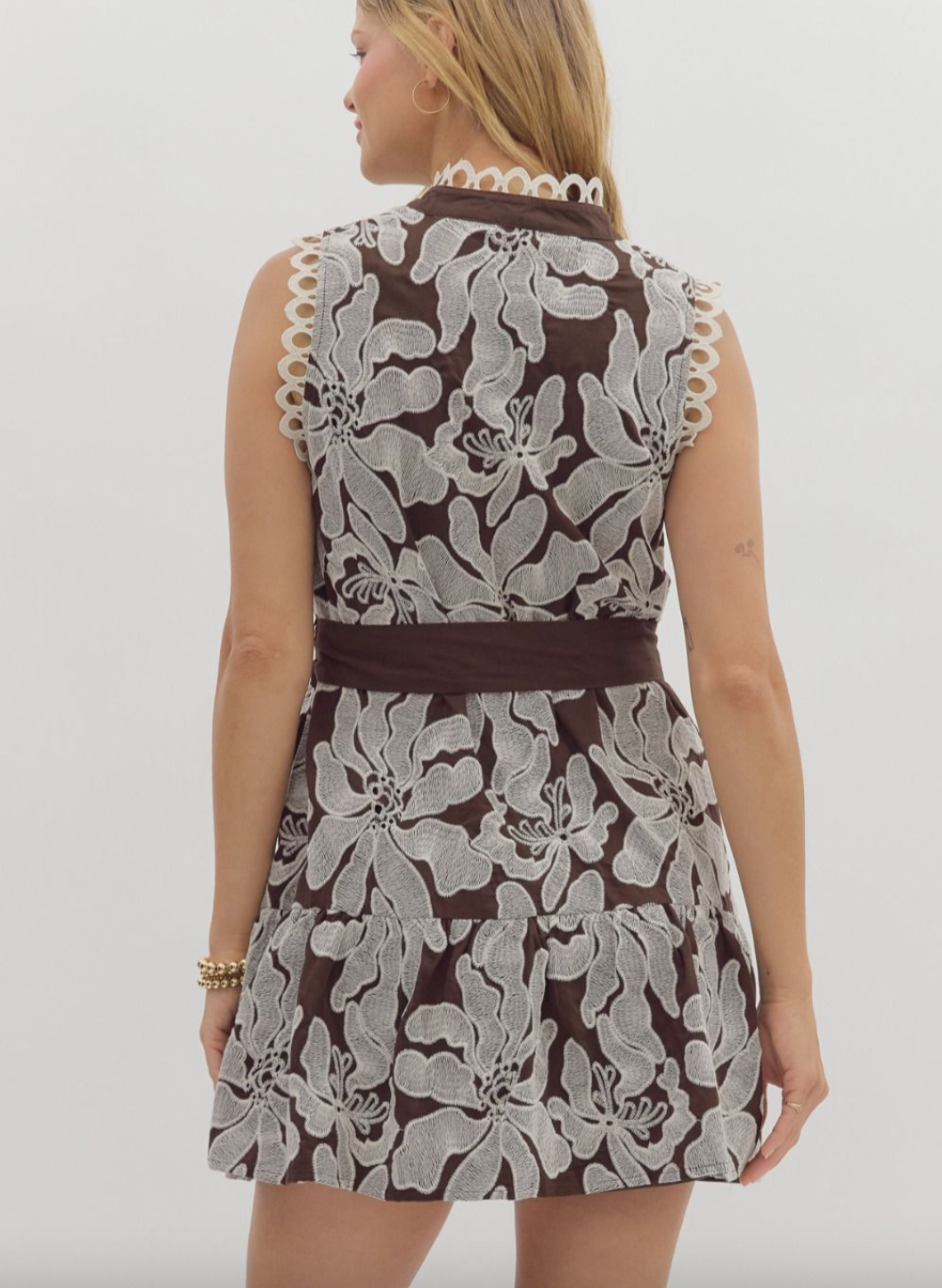 1679 Floral Embroidered Sleeveless Dress