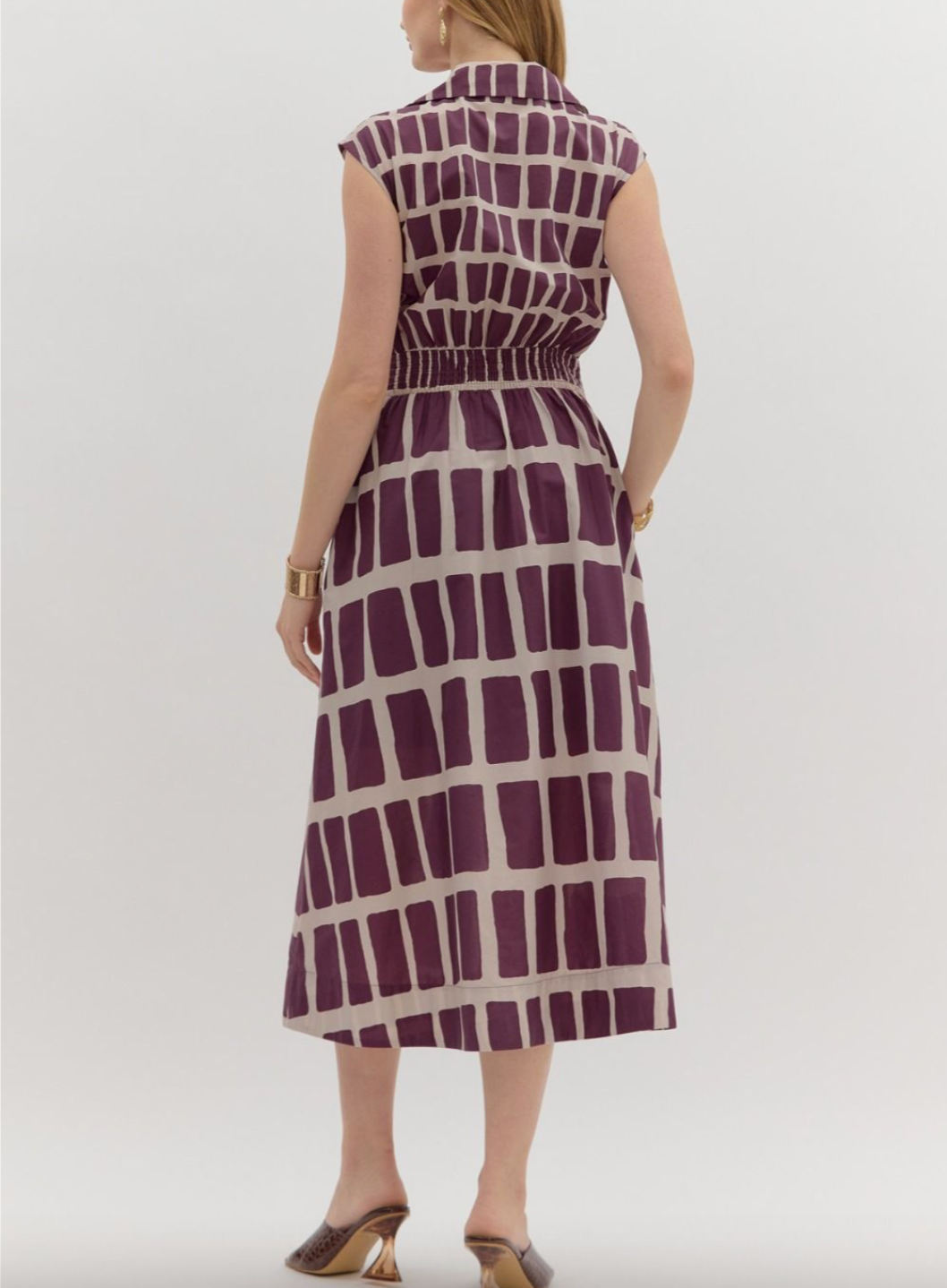 1686 Sleeveless Wine Midi Dress
