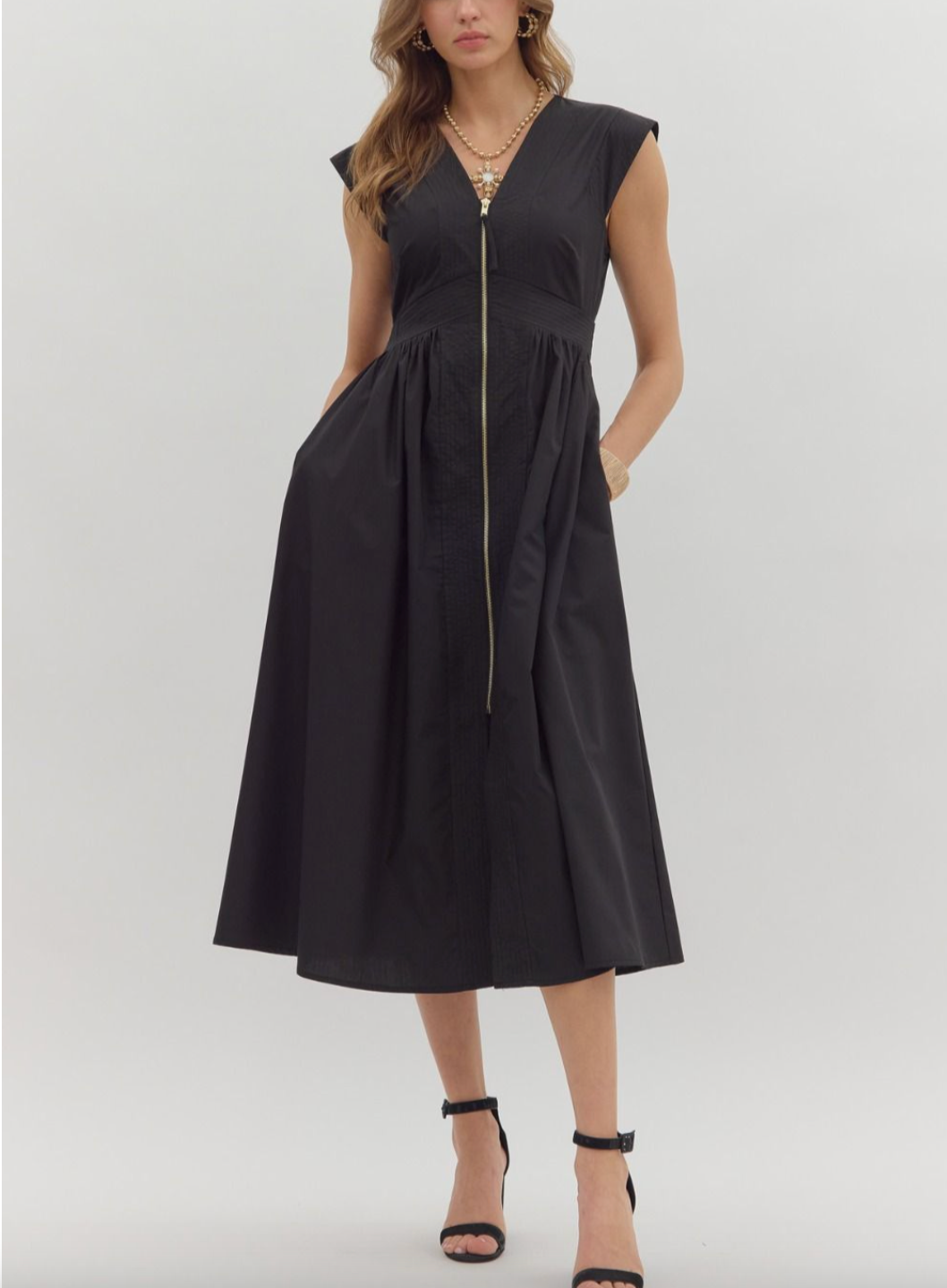 1675 Best Seller Zipper Midi Dress