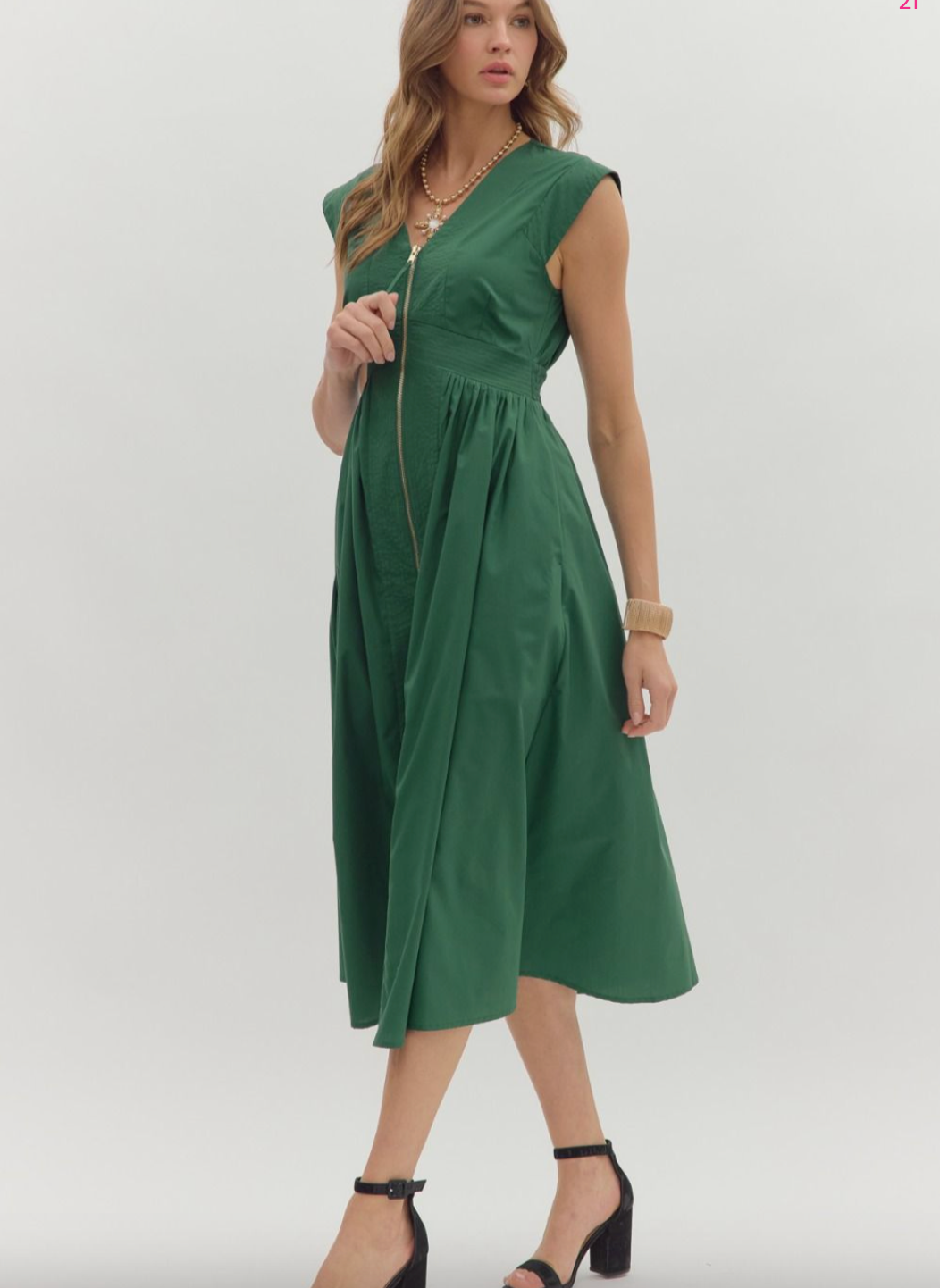 1675 Best Seller Zipper Midi Dress