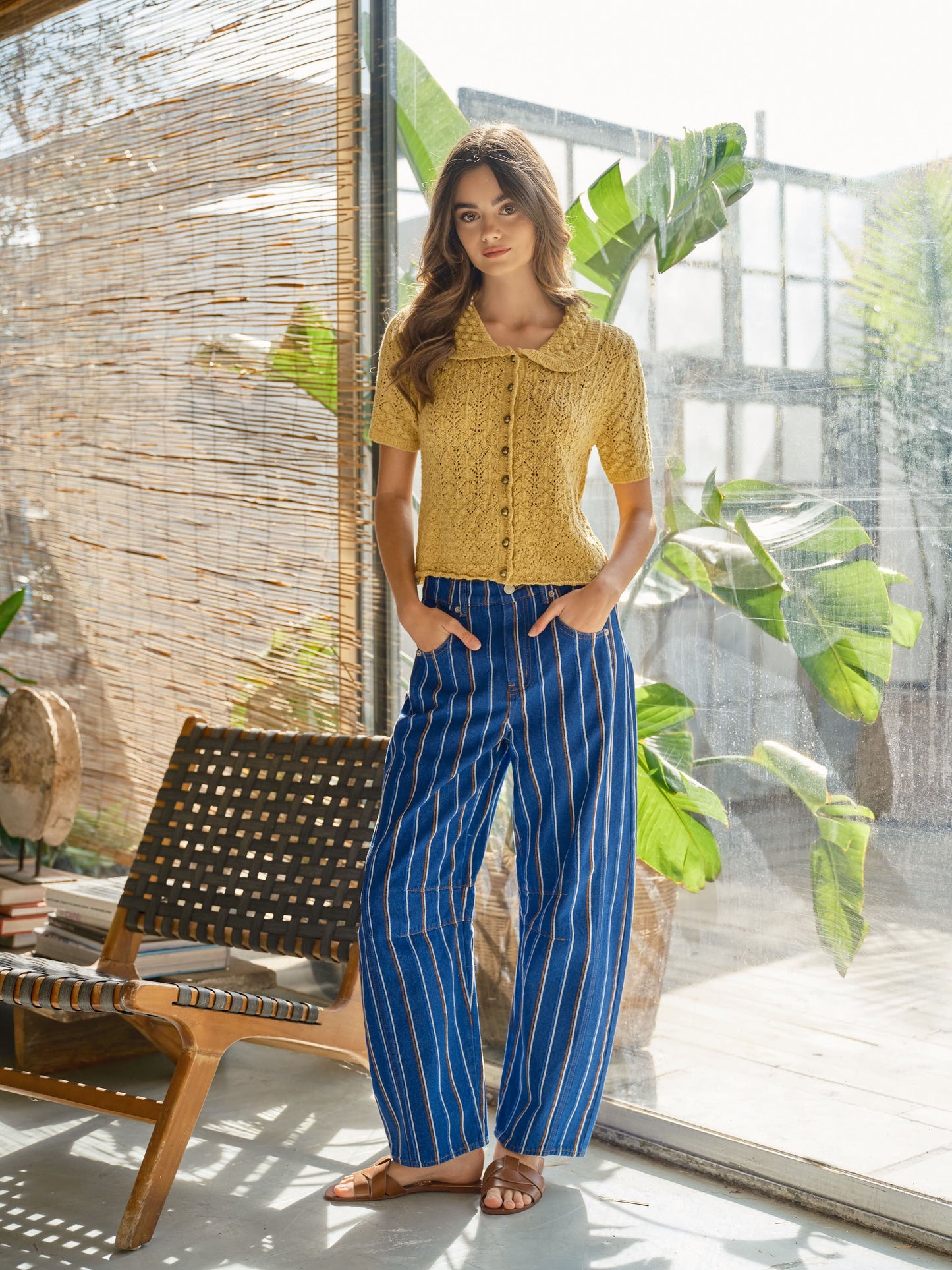 2608 Royal Blue Striped Denim Pant