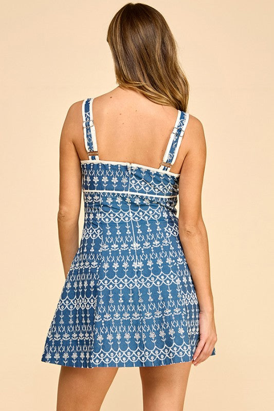 2143 Embroidered Light Denim Dress