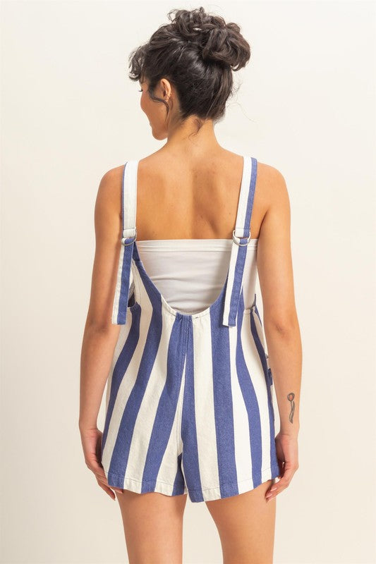 1445 Striped Pocket Romper
