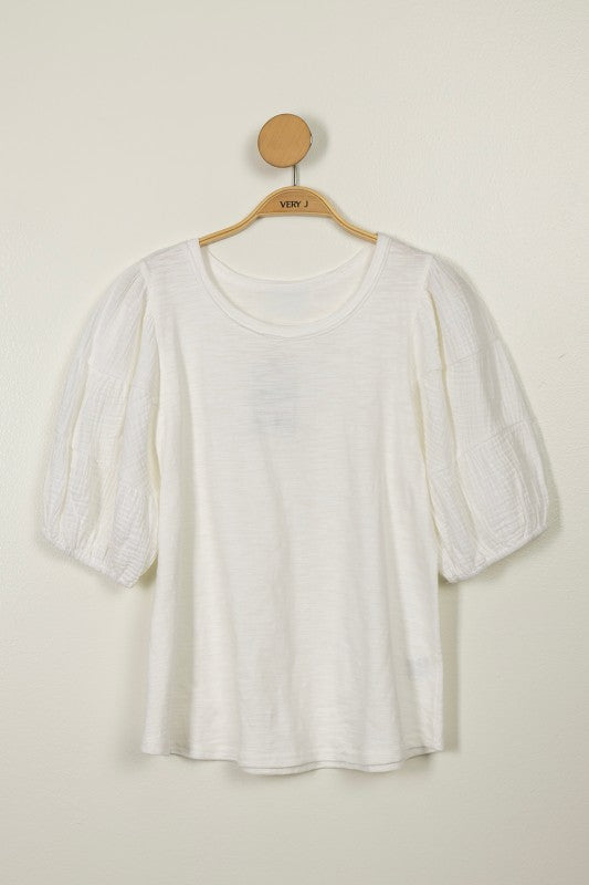 2111 Puff Sleeve Cotton T-Shirt