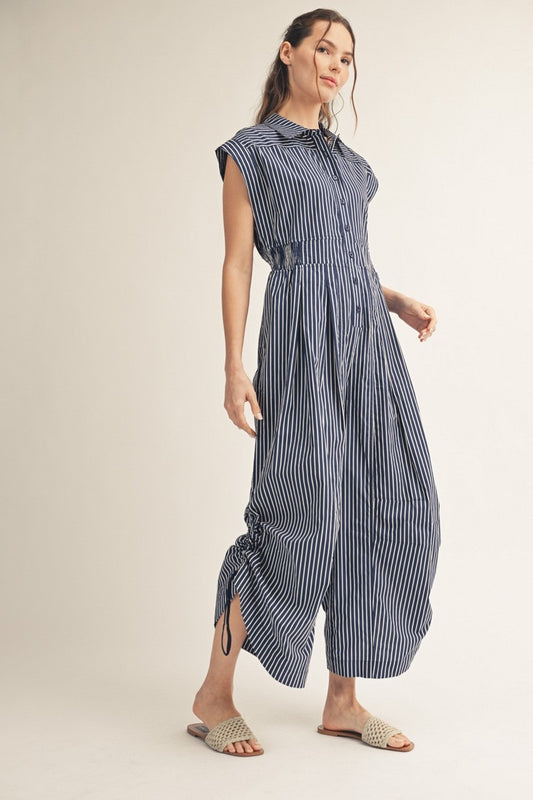 2400 Navy Striped Jumpsuit