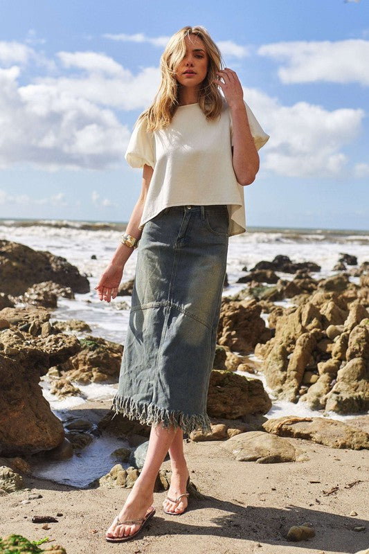 1057 Midi Denim Skirt