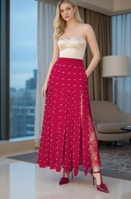 1909 Studded Fringes Skirt
