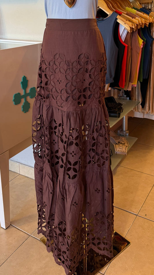 1603 White Eyelet Maxi Skirt