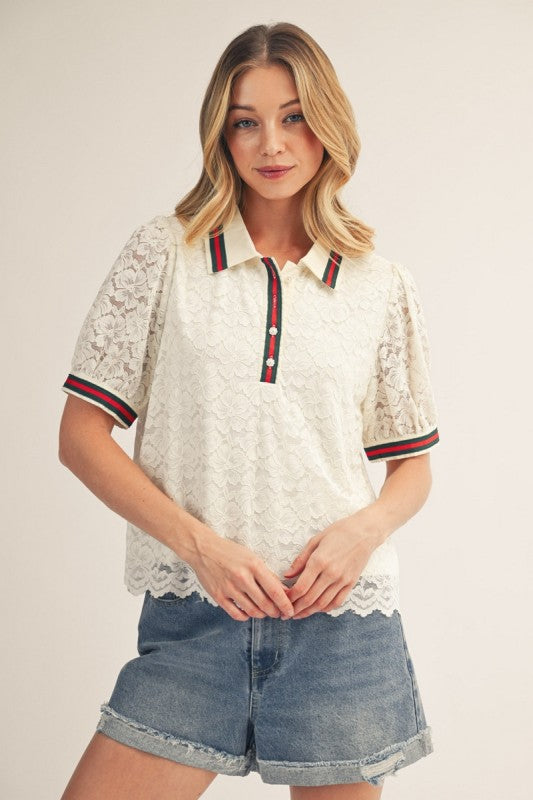 2154 Lace With Track Lines Shirt